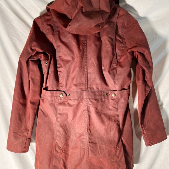 Womens Moorcroft Jacket + Hood SMALL Red Burgundy Outerwear Chore Wax Canvas NEW - Picture 12 of 16